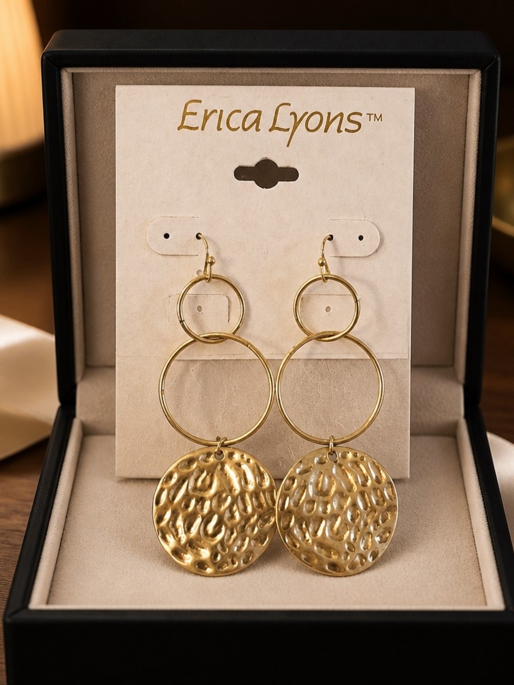 Erica Lyons Textured Gold Multi-Hoop Drop Earrings